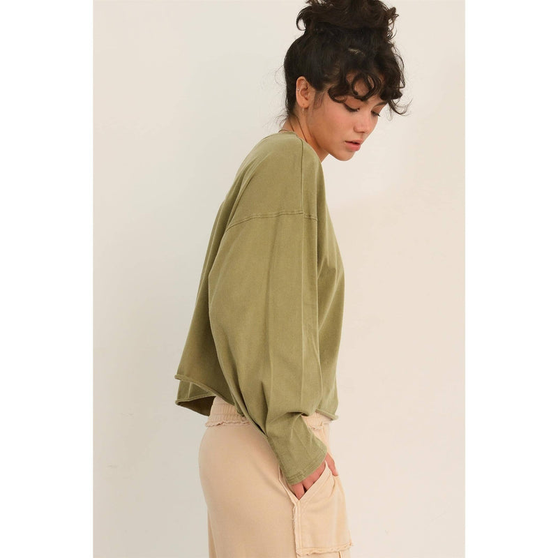 WASHED OVERSIZED TOP: MOSS