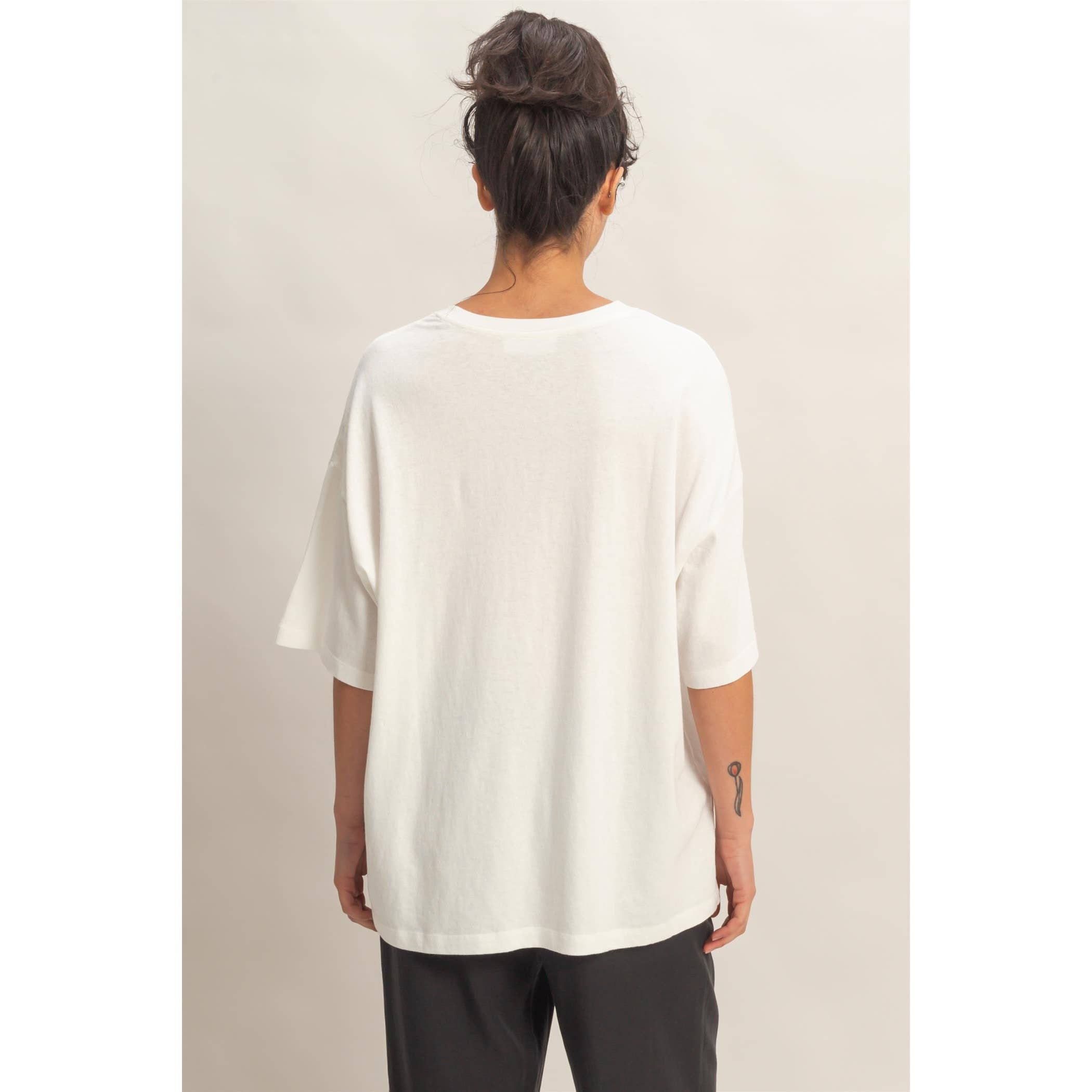Oversized Varsity Tee: Off White