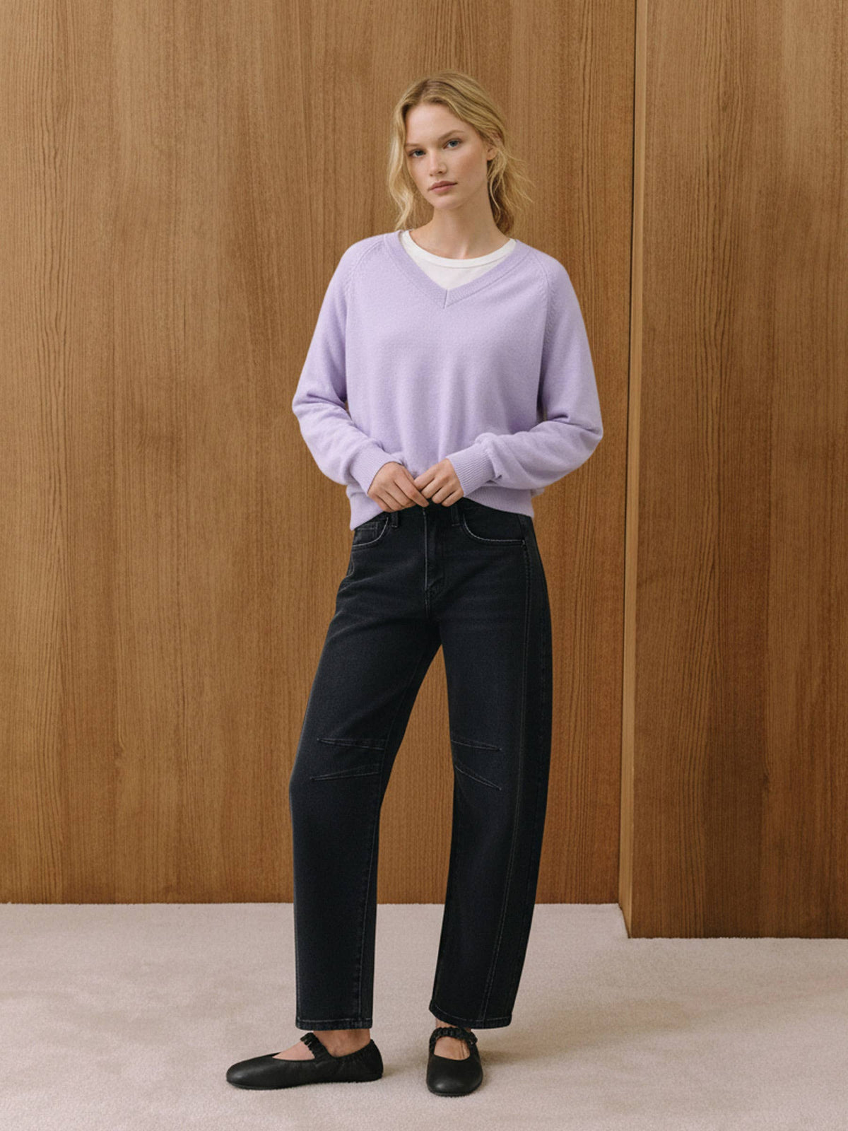 High Rise Ankle Barrel Jeans: Blk.
