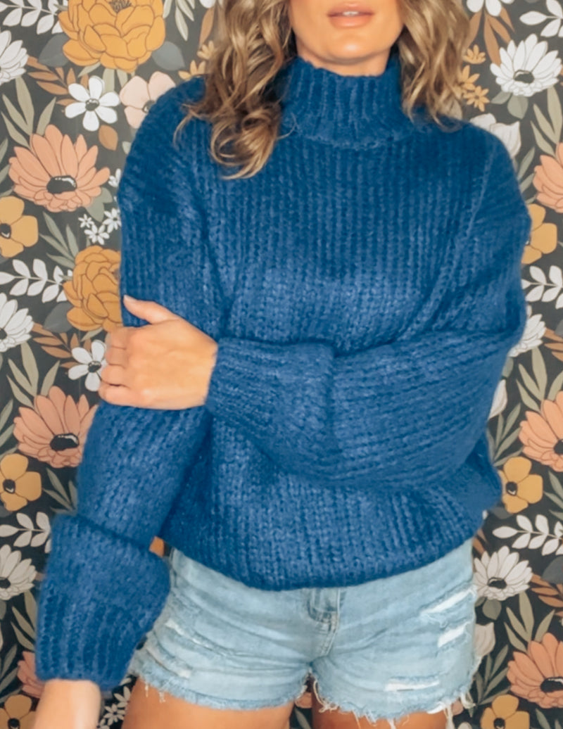 Oversized Sweater: COBALT