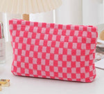 CHECKERED COSMETIC MAKEUP POUCH