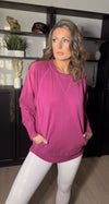 Terry Pocketed Pullover- Wine