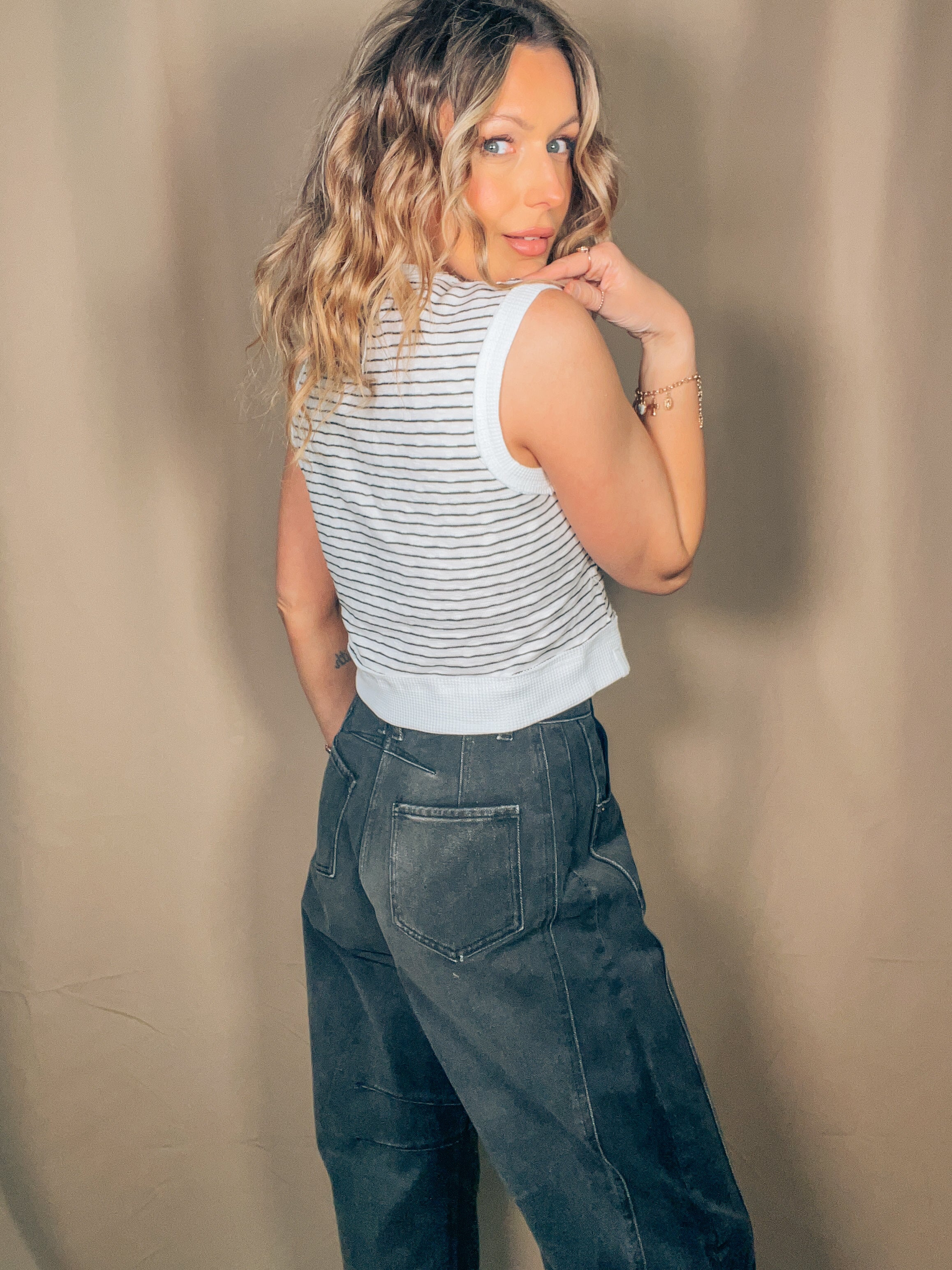 Striped Top: Black