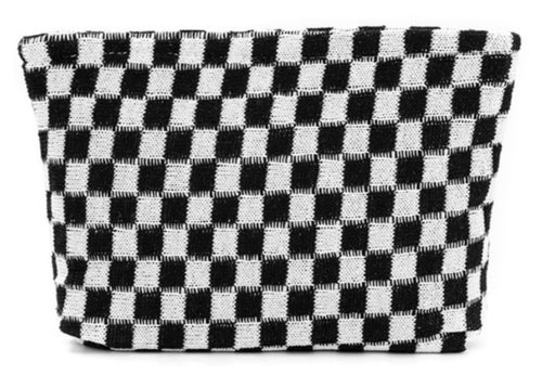 CHECKERED COSMETIC MAKEUP POUCH