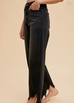 Distressed Hem Denim/BLK: