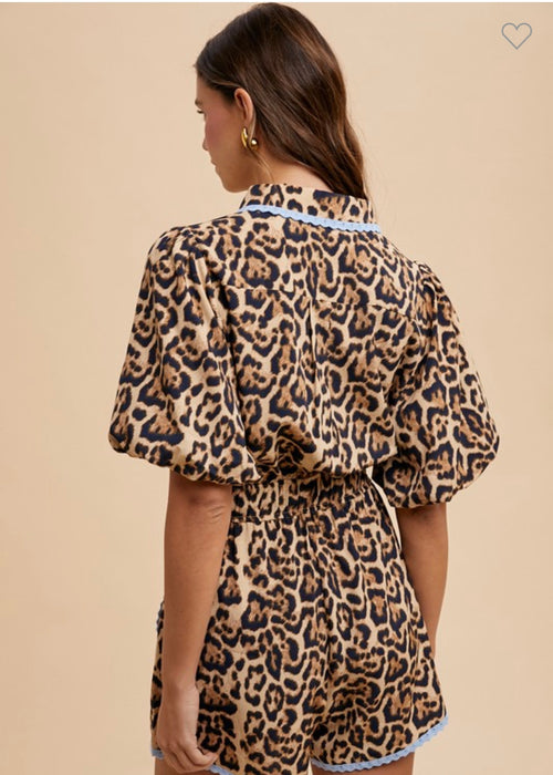 Lace Trimmed Leopard Romper