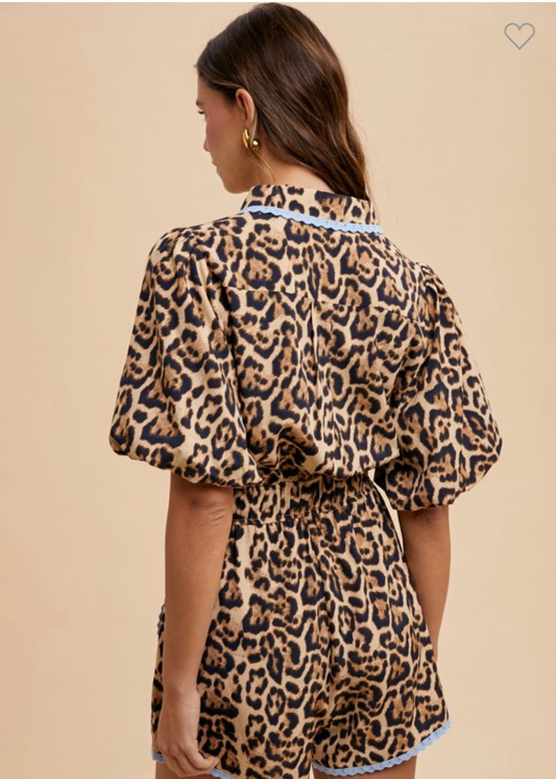 Lace Trimmed Leopard Romper