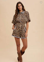 Lace Trimmed Leopard Romper