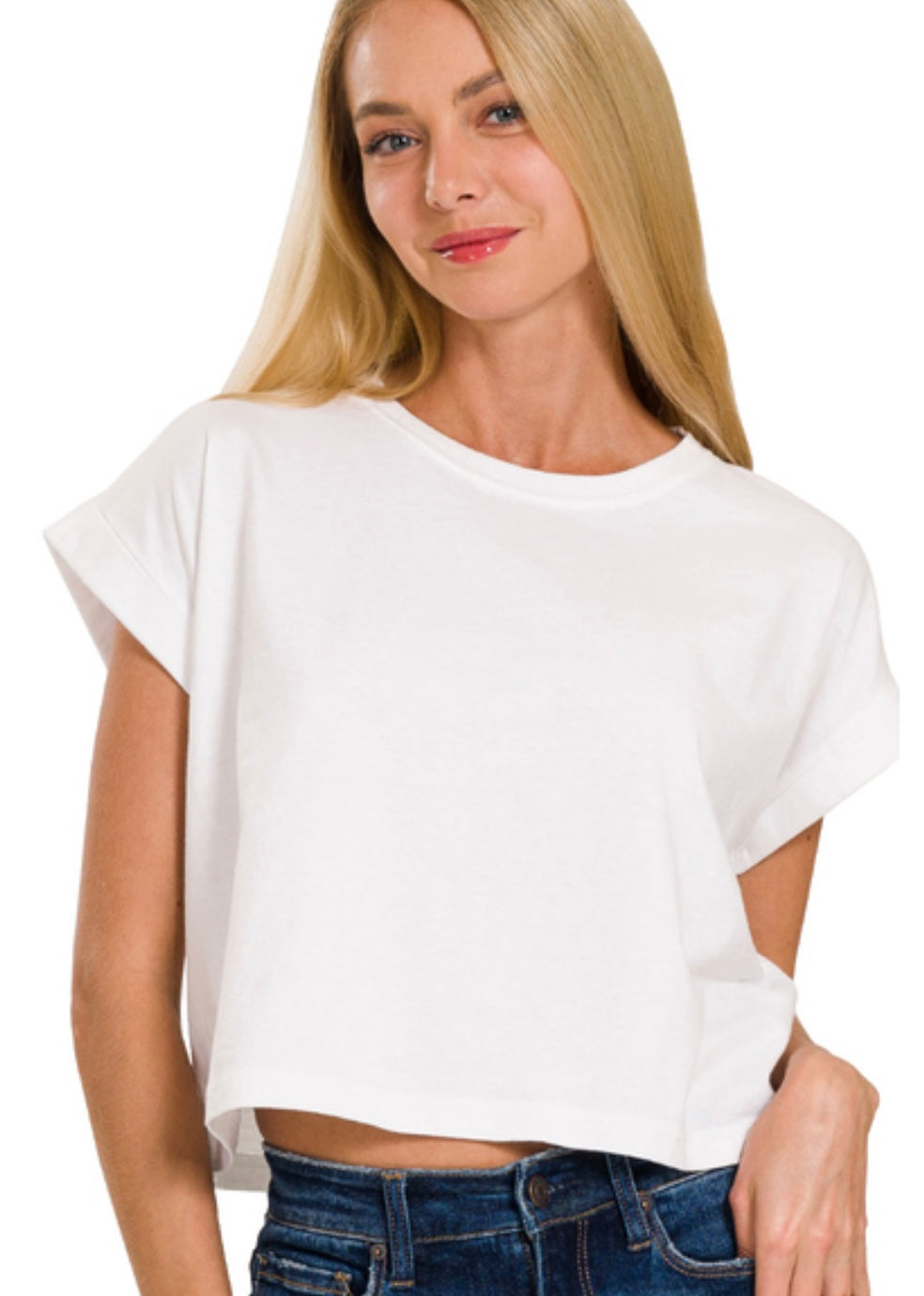 Cotton Folded Top White: