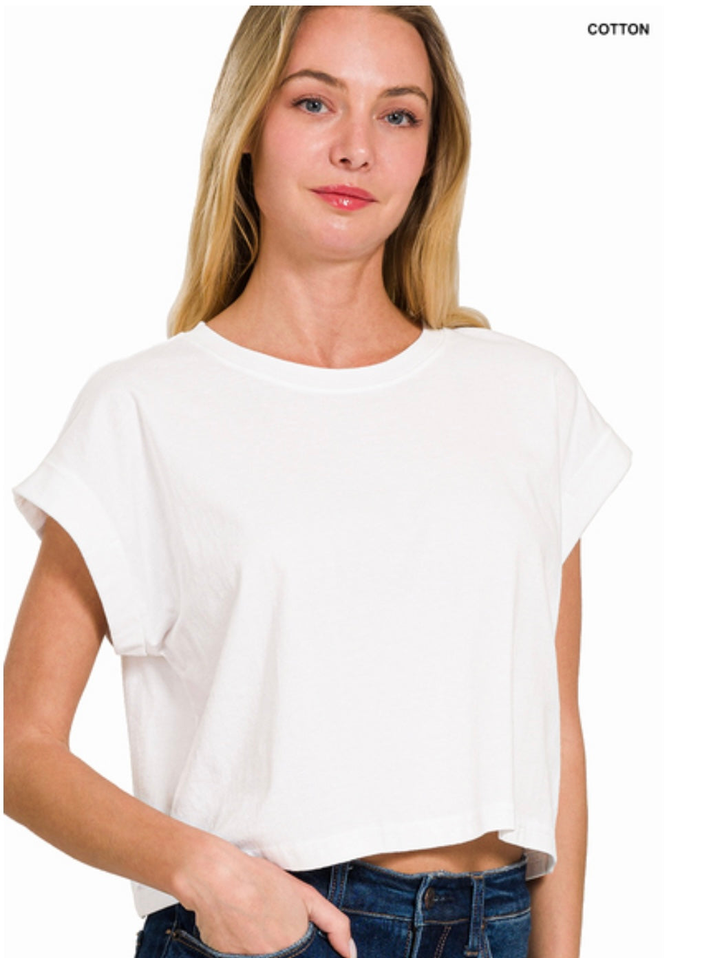 Cotton Folded Top White: