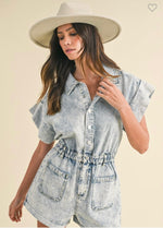 Washed Denim Romper
