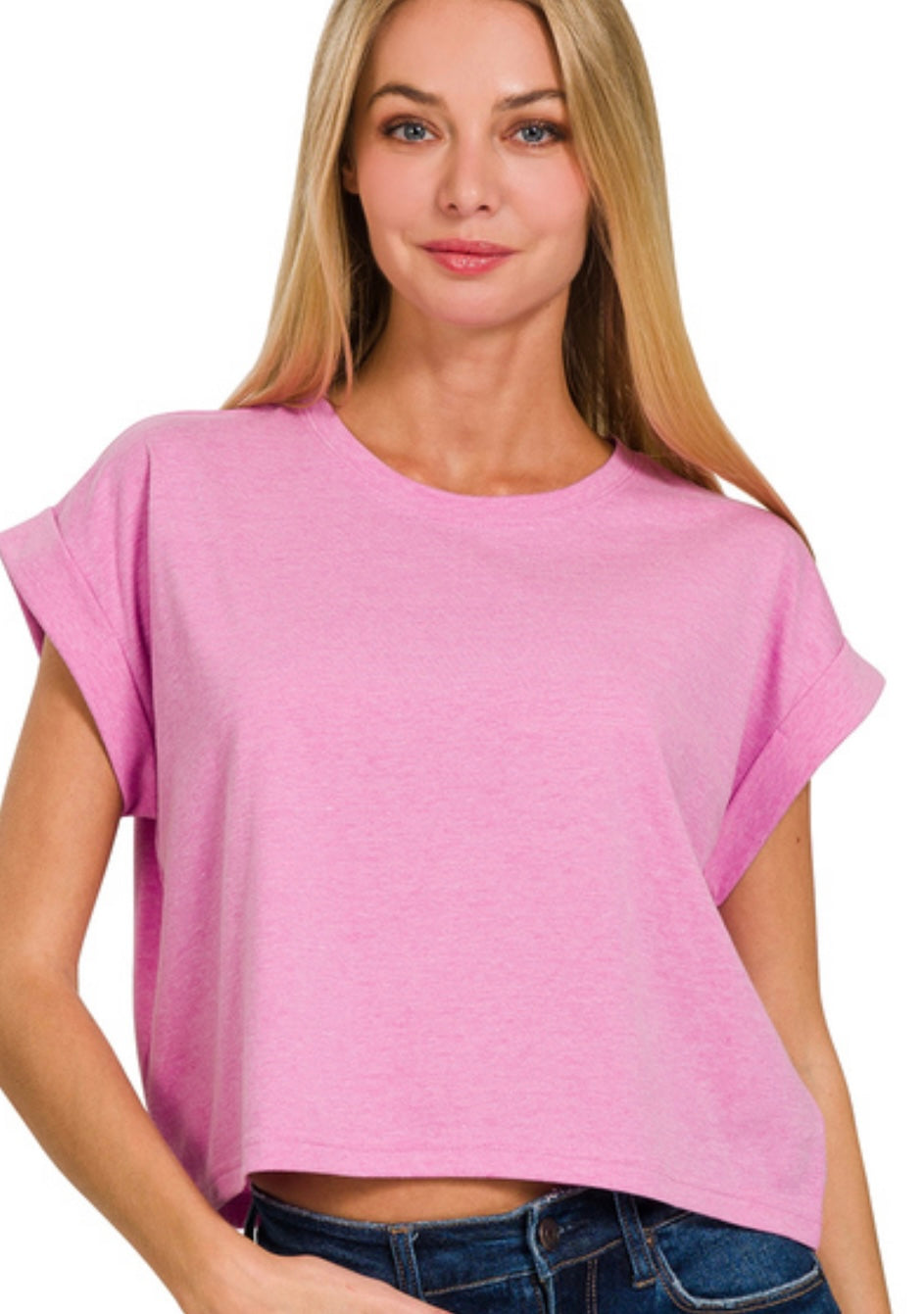 Cotton Folded Top Heather Mauve: