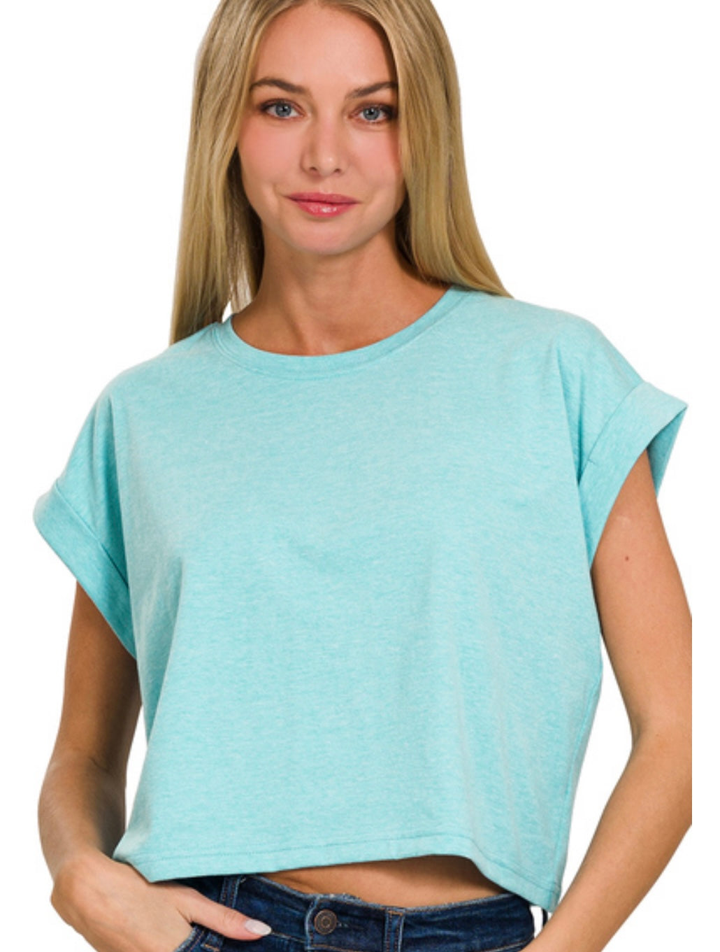 Cotton Folded Top Dusty Teal: