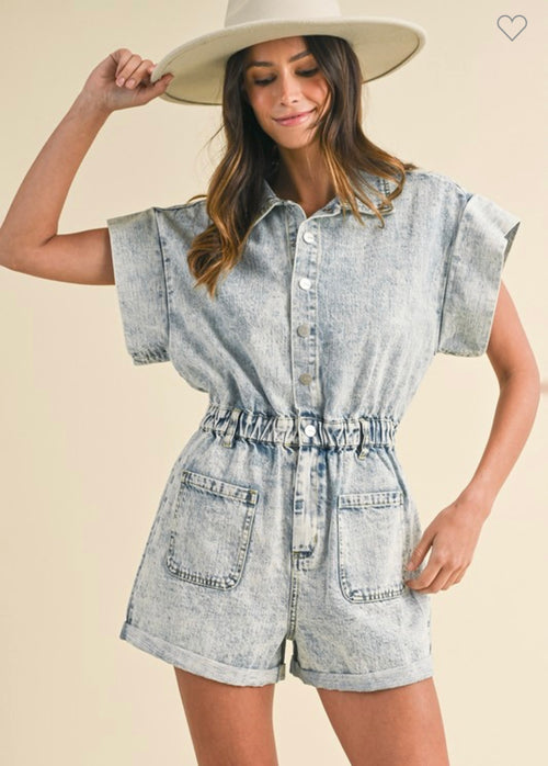 Washed Denim Romper