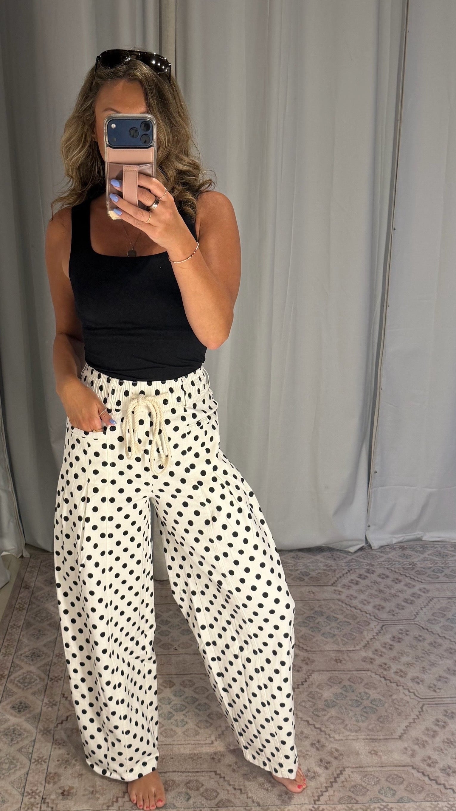 Polka Dot Barrel Pants : Ivory