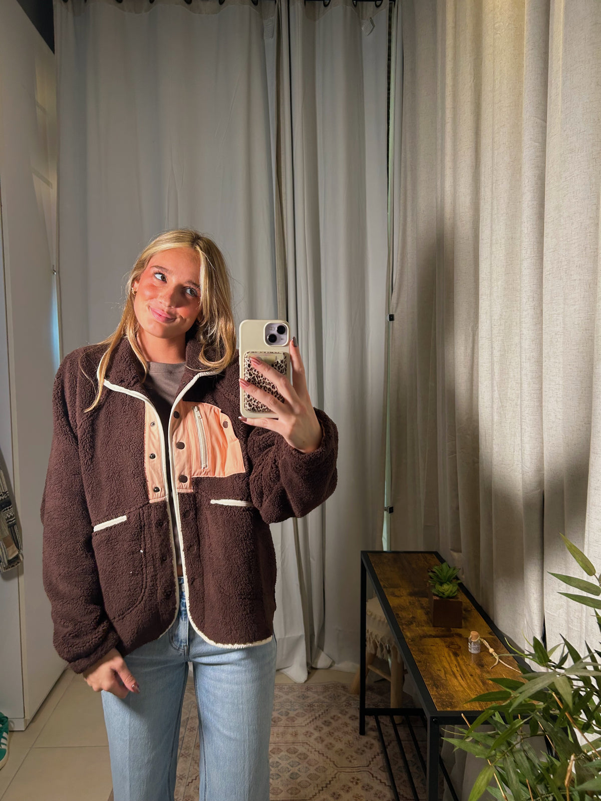 Sherpa Button Jacket:Espresso