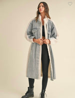 Fleece Denim Midi Jacket