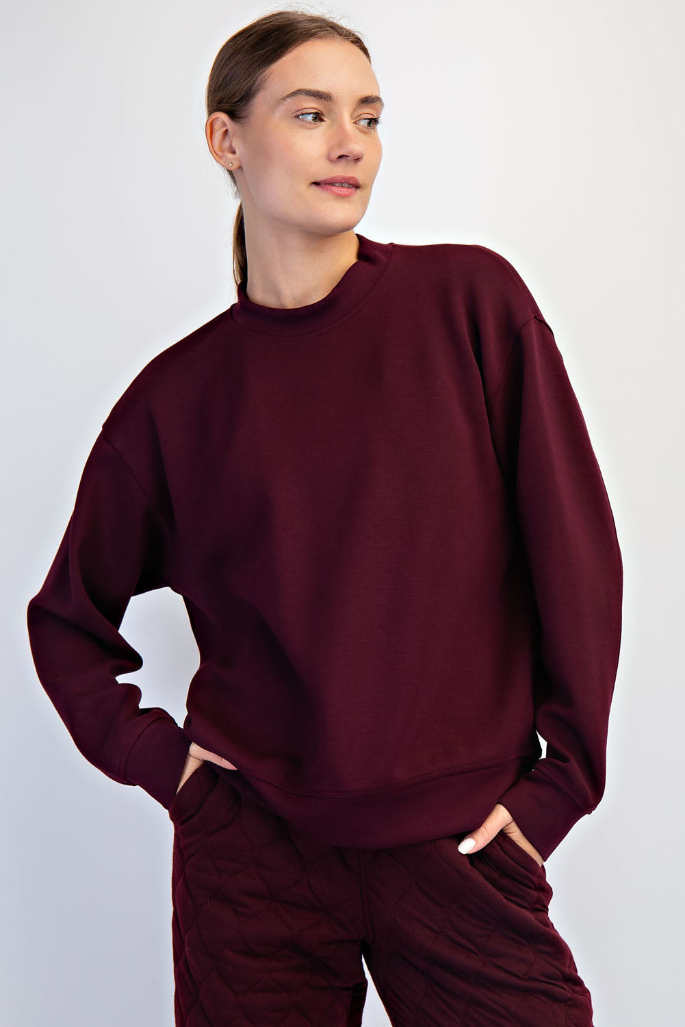 Scuba Mock Pullover:Dk. Cherry