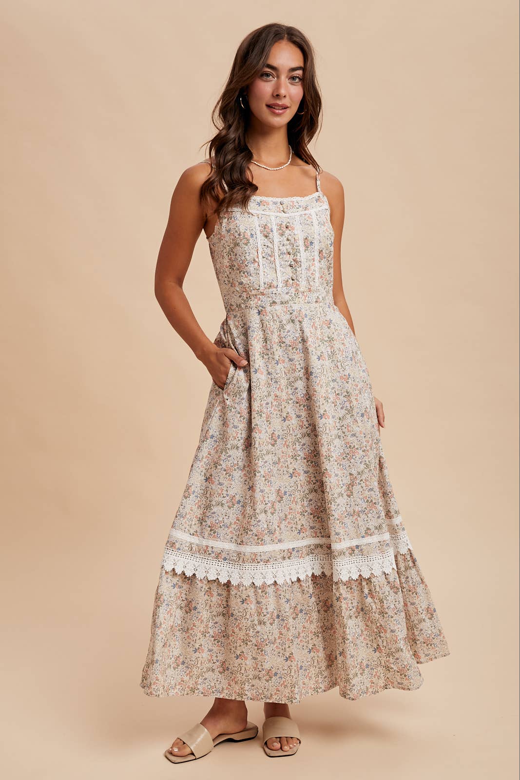 Floral Lace MaxiI Dress: Lt. Blue