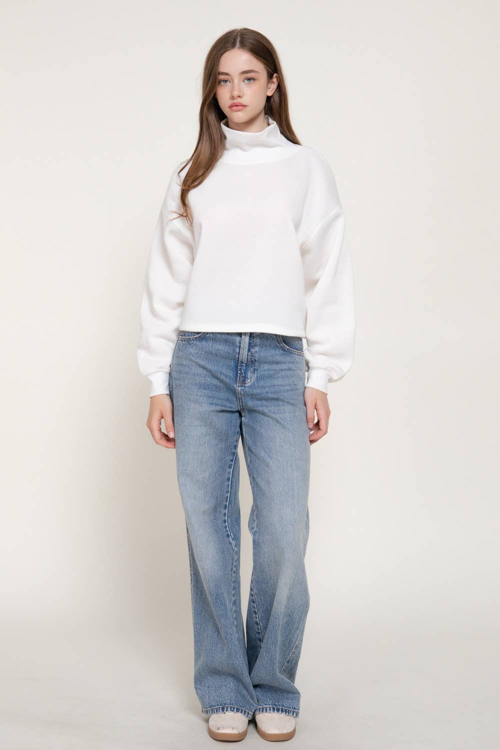 Ribbed Mock Neck: Ivory