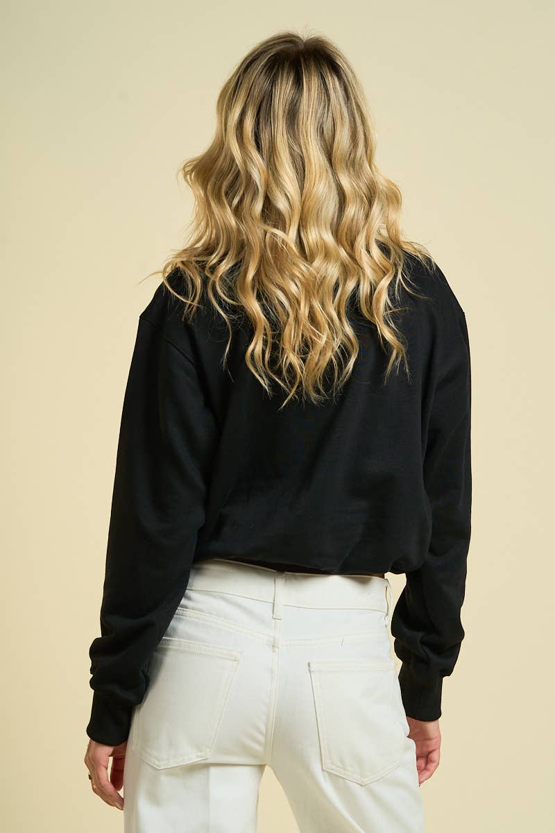 Cropped Crewneck Sweatshirt: Black