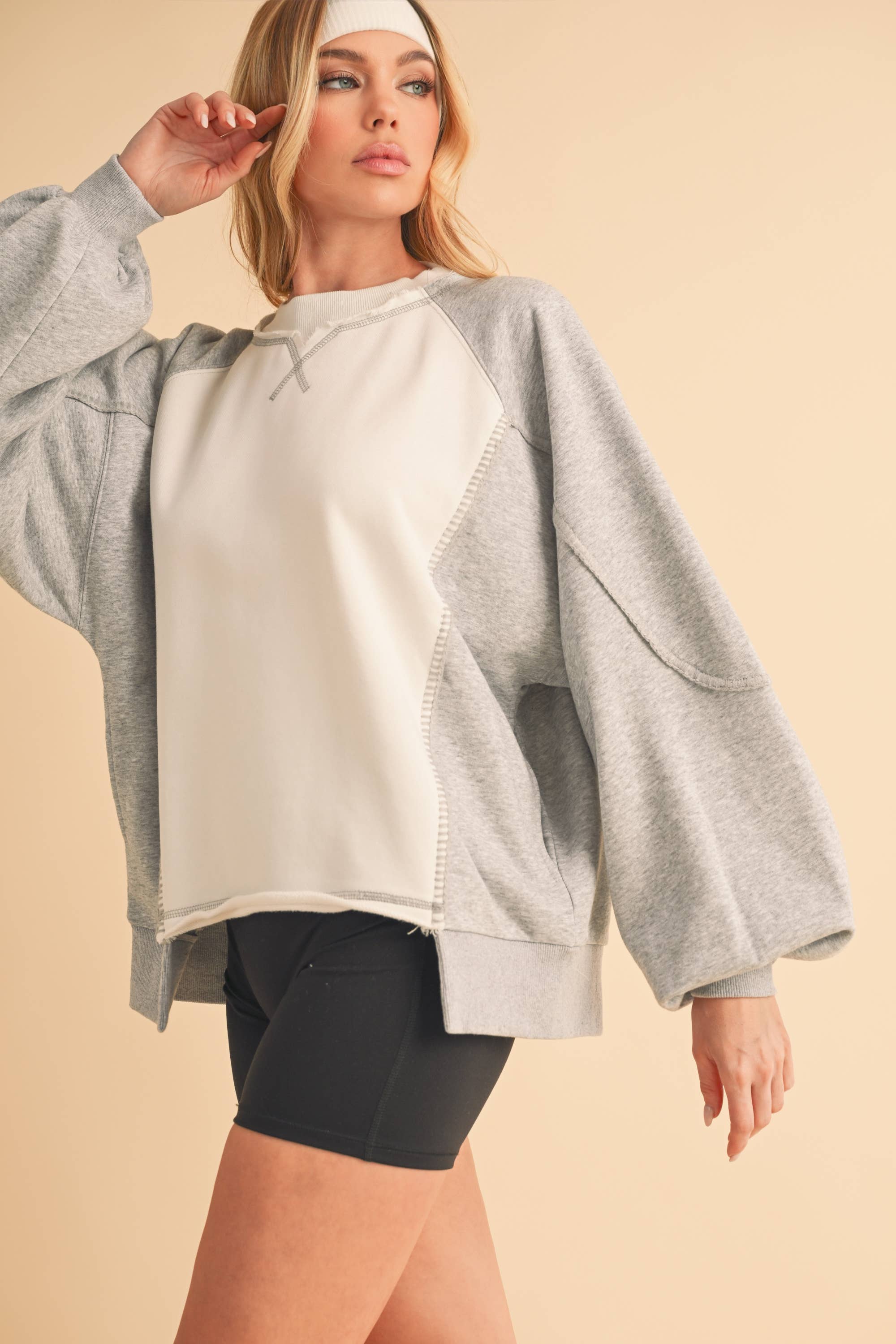 Nya Colorblock Sweater:Gray