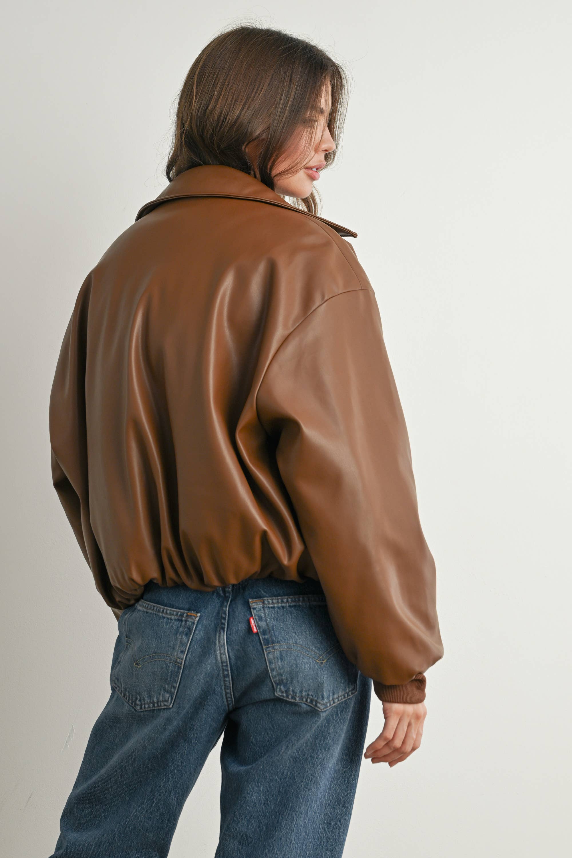 Zip-Up Bomber Jacket: Brown