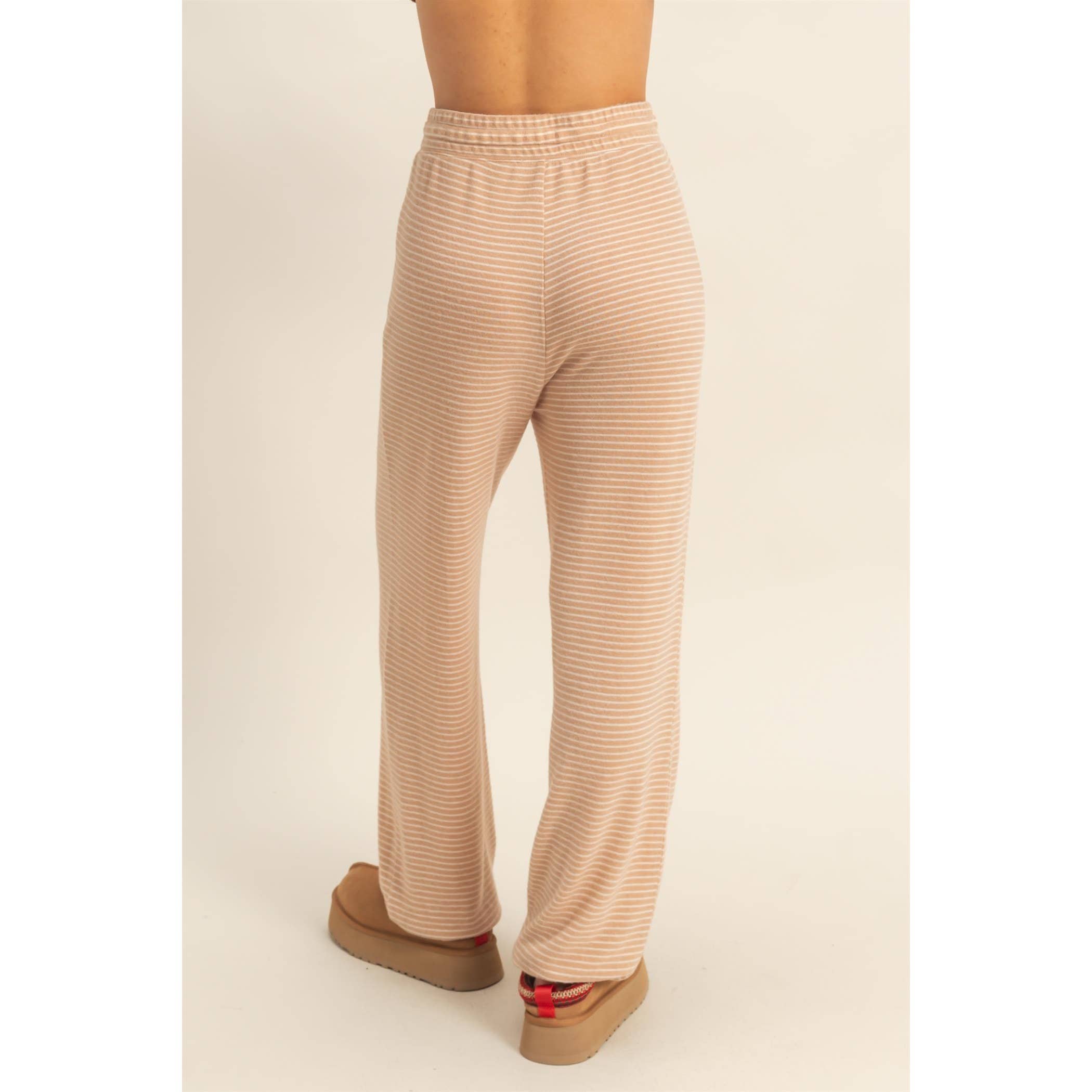 Striped Drawstring Joggers: Dark Taupe