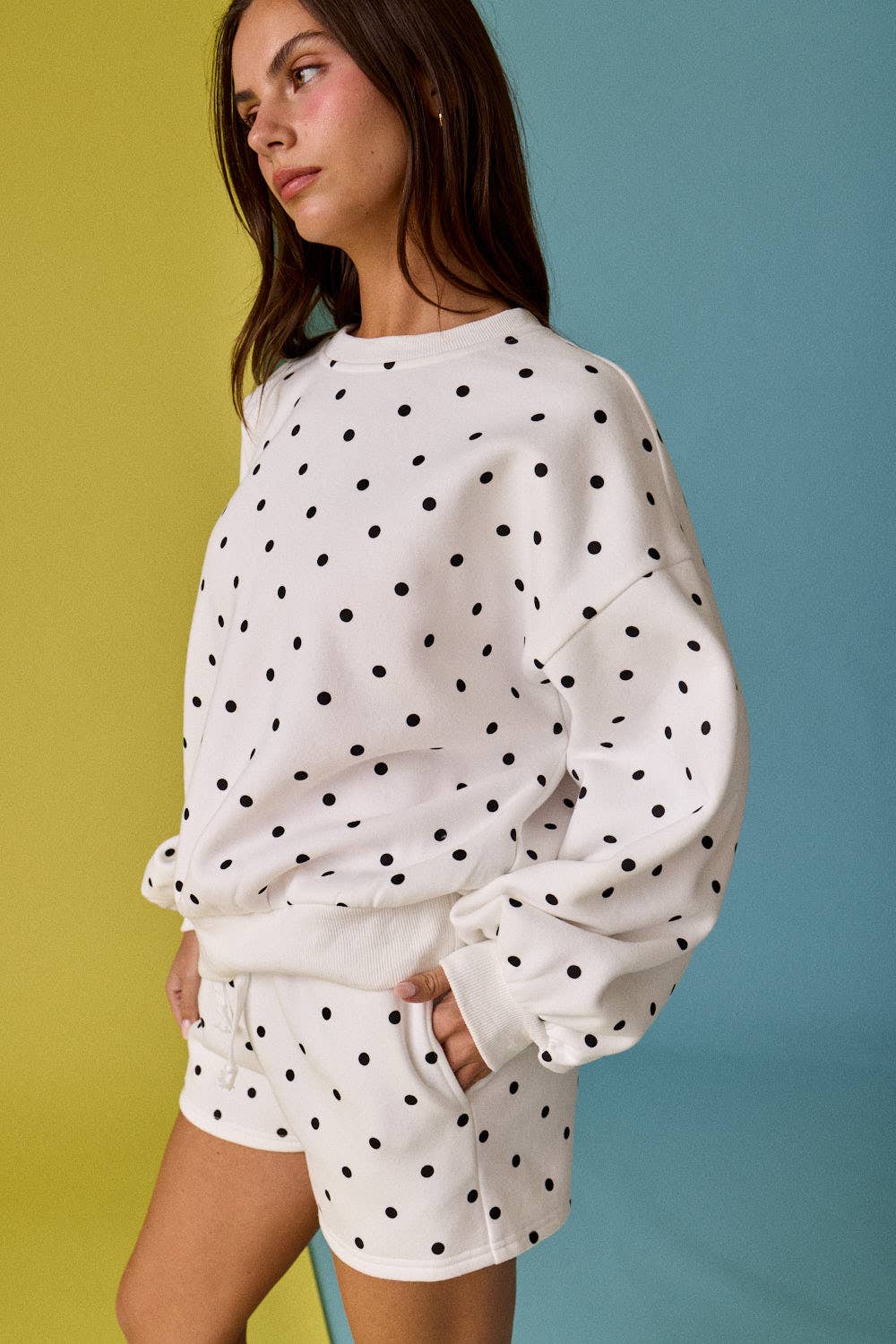 Polka Dot Fleece Set: White/Black