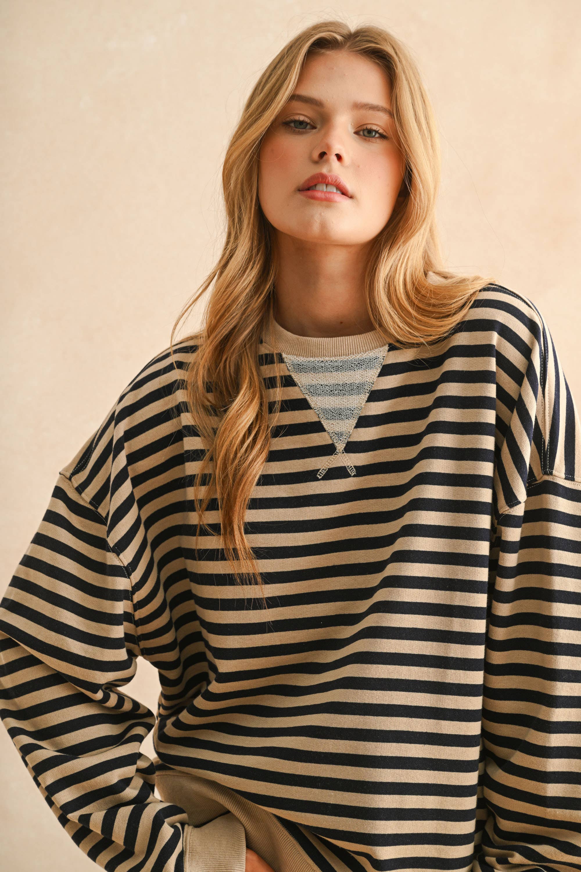 Striped Pullover: Red/Gray