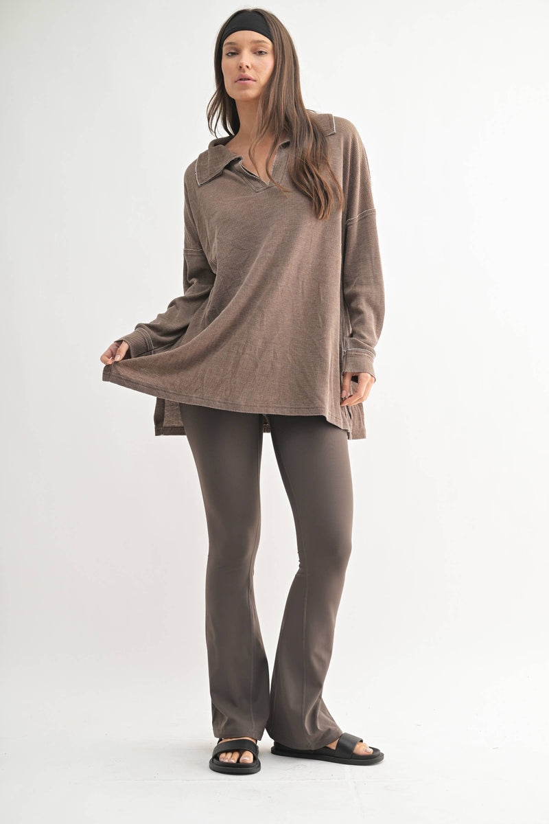 Waffle Knit Oversized:Black