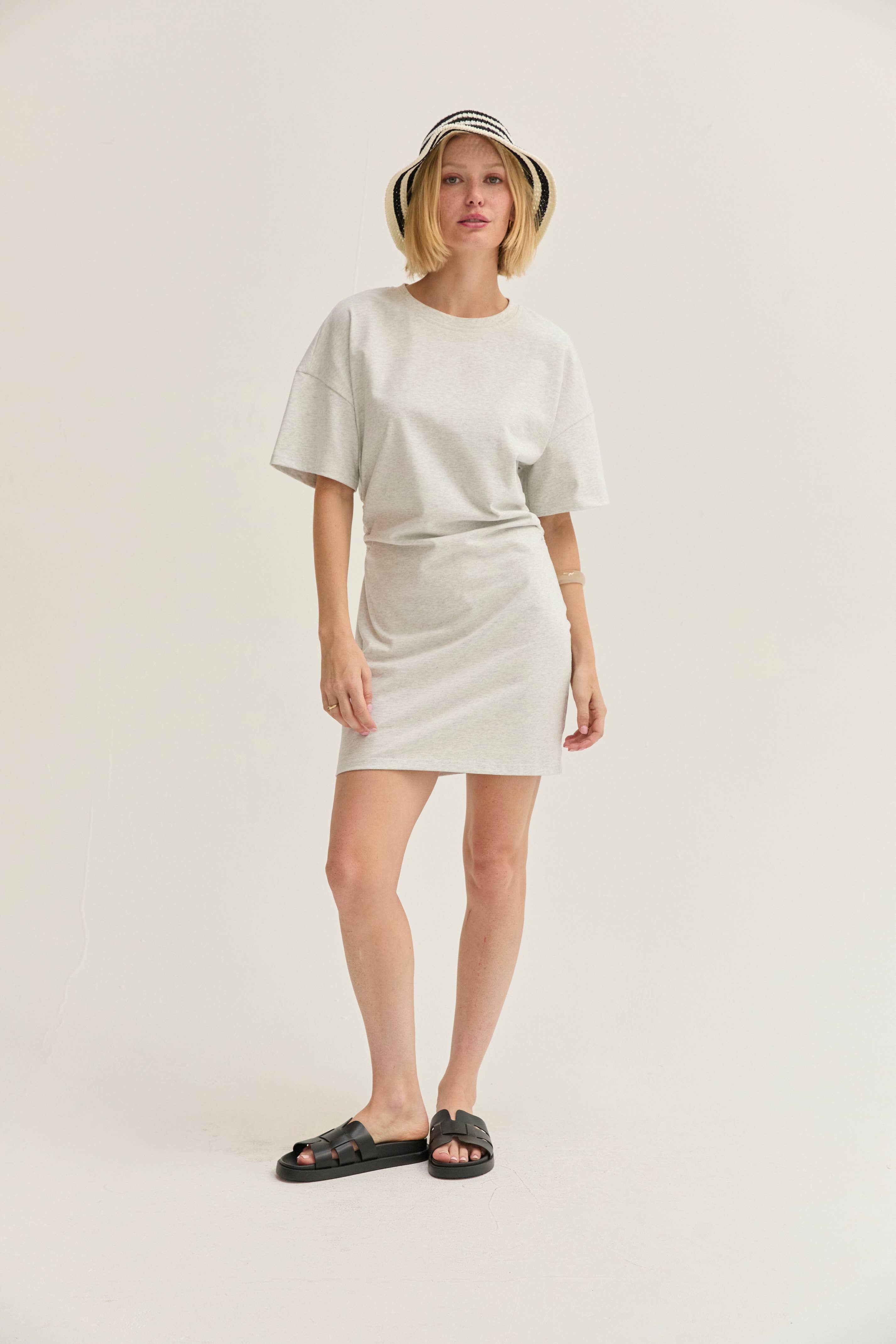 Ruched T-shirt Mini Dress: Melange