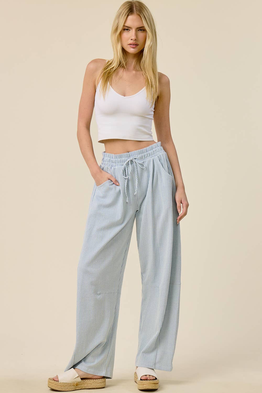 Coastal Striped Barrel Pants
