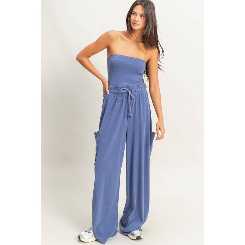 Tube Top Jumpsuit:BLACK