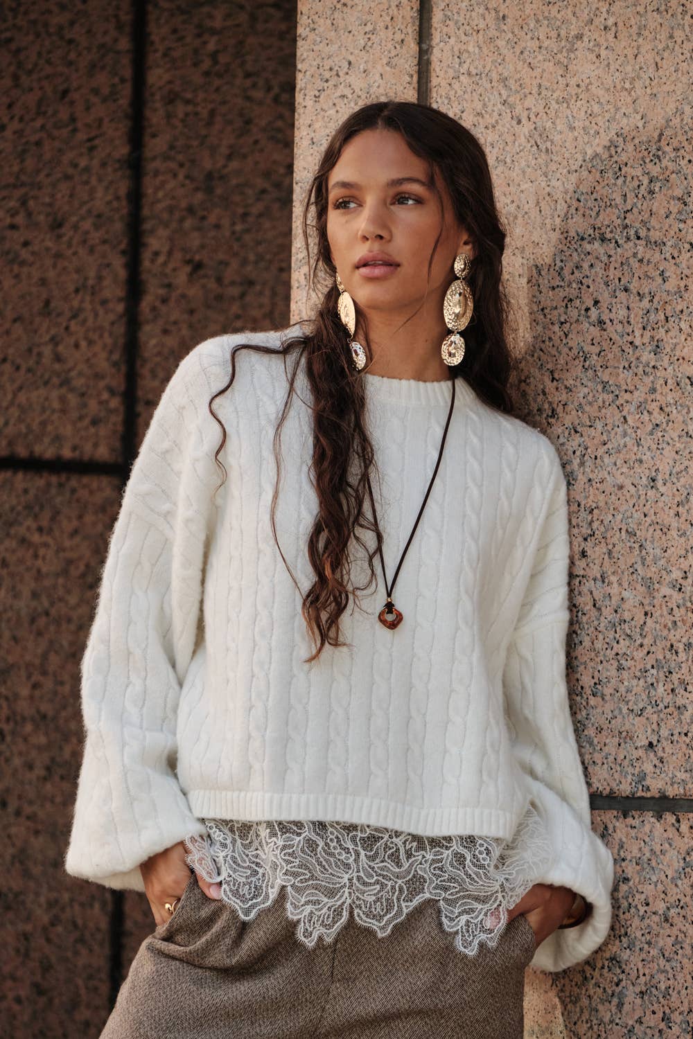 Eyelash Lace Sweater: Cream