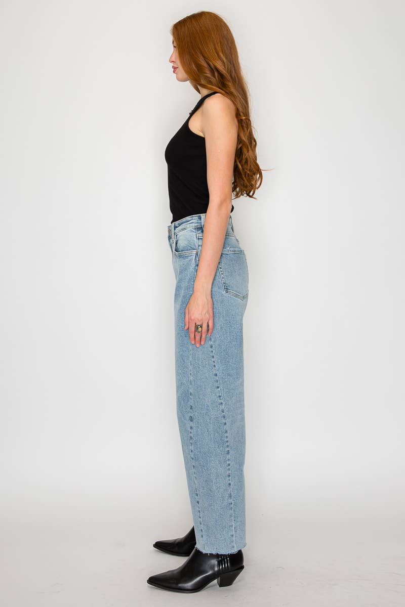 High Rise  Barrel Jeans: Blue