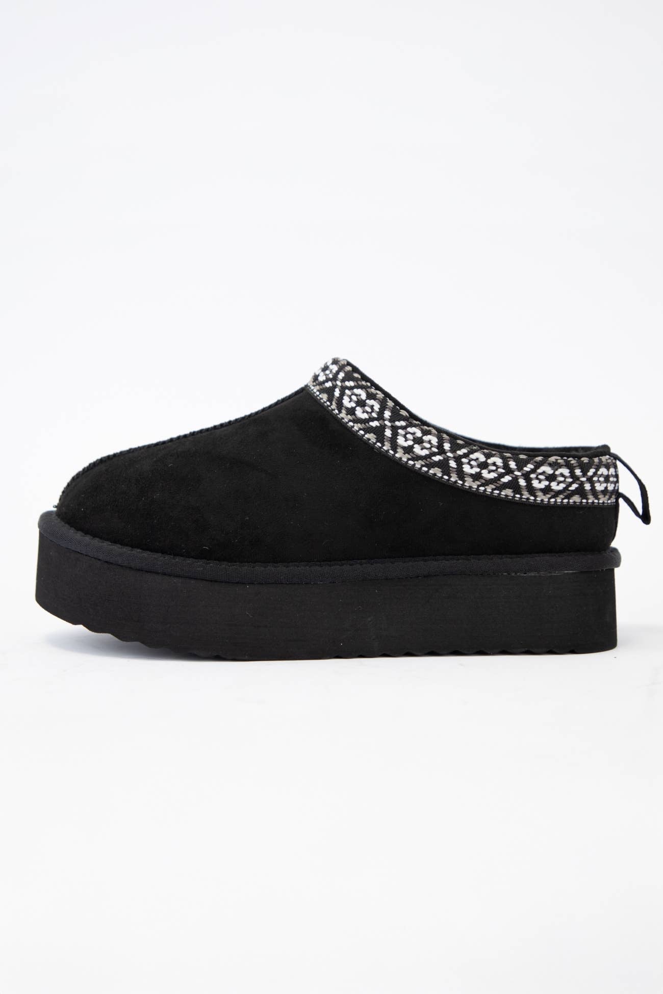 Sherpa Fur Lined Slip-Ons: Black
