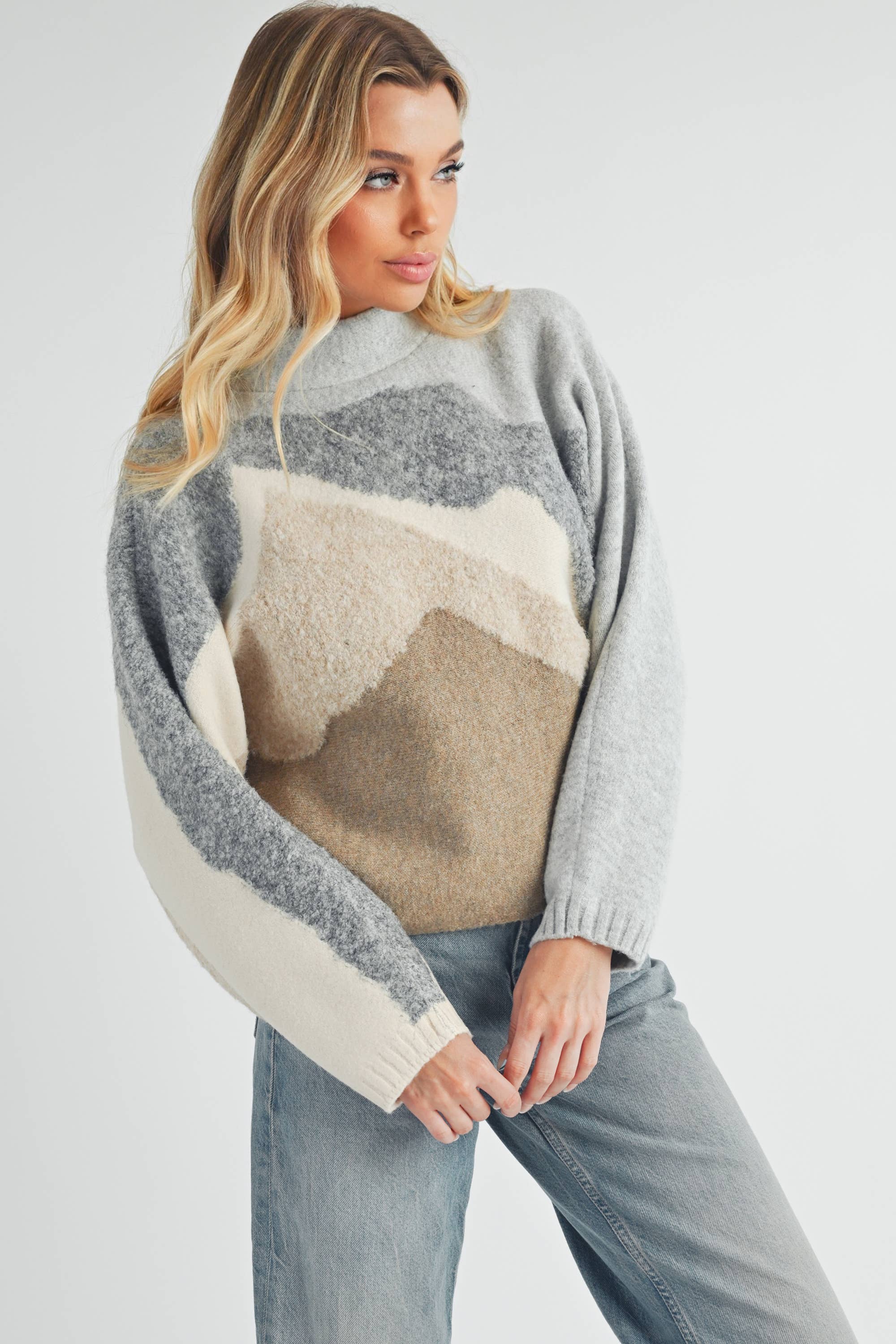 Betsy Sweater:Gray/Tan