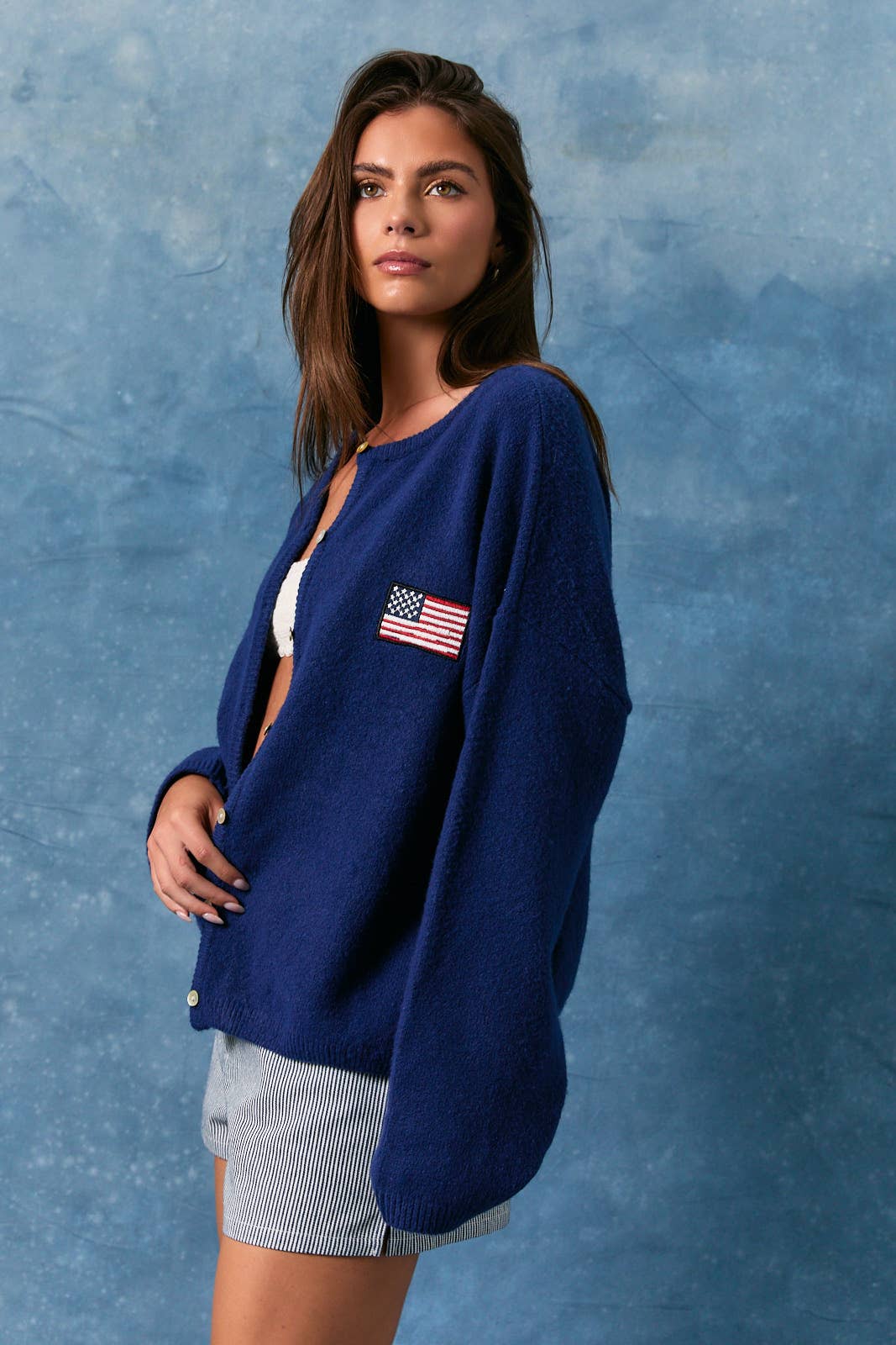USA Flag Enbo Cardigan: Navy