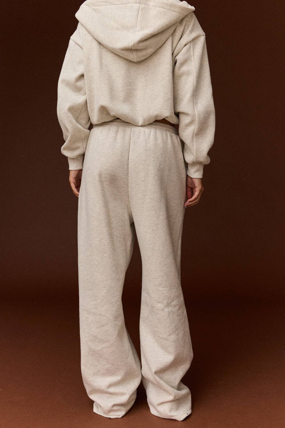 Sadie Wide Leg Sweatpants: Beige
