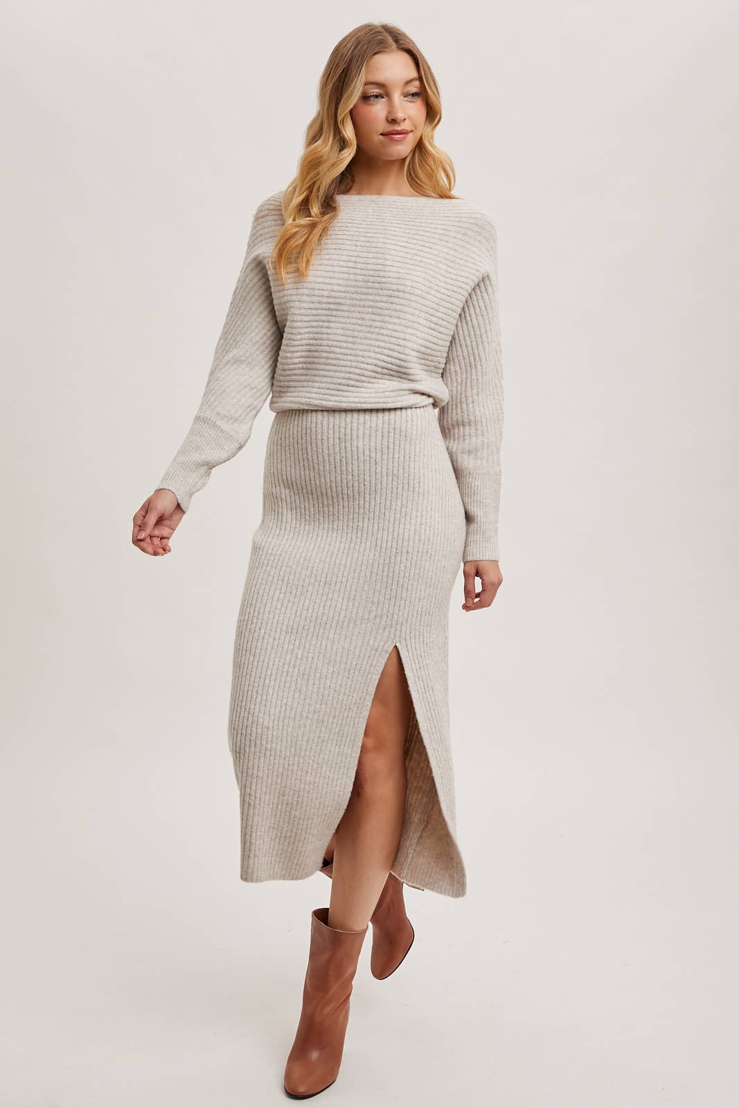 Off Side Sweater Dress: Oatmeal