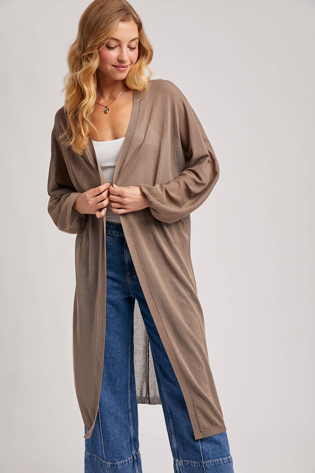 Sheer Knit Cardigan: Ash