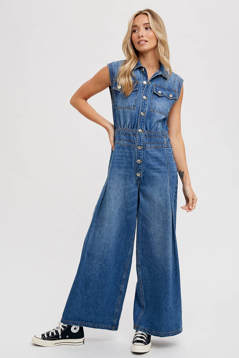 Denim Sleeveless Jumpsuit