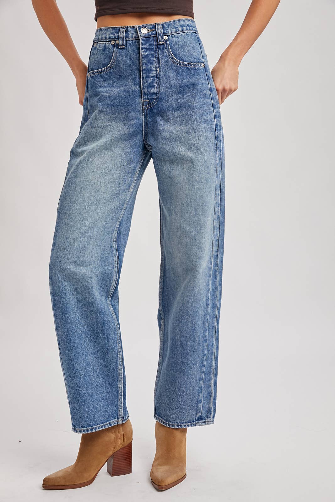 High-Rise Medium Wash Jeans: