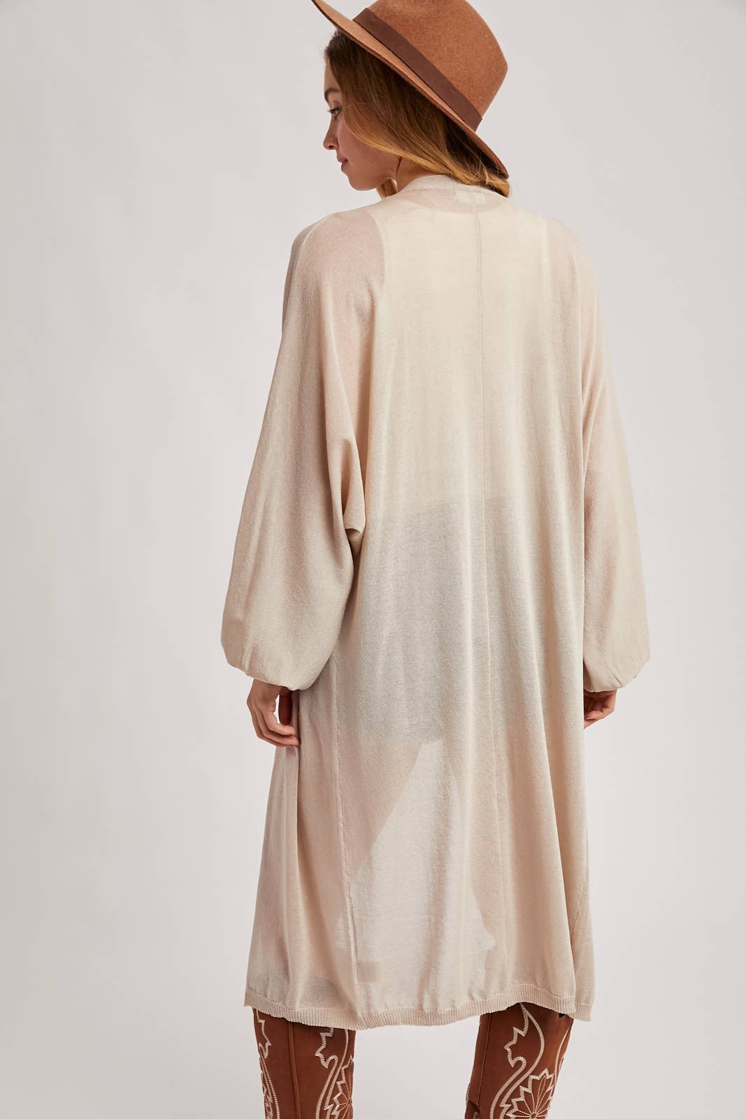 Sheer Knit Cardigan: Oatmeal