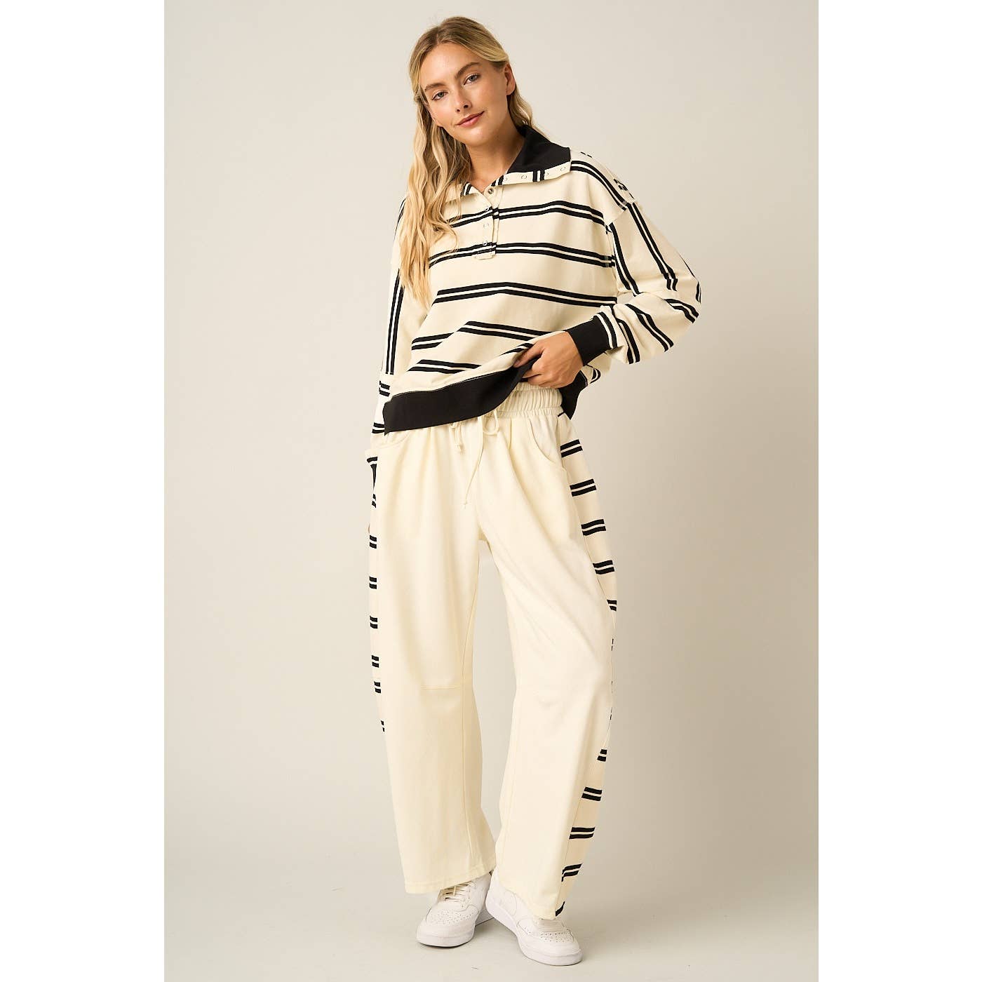 Striped Side Panel Barrel Pants