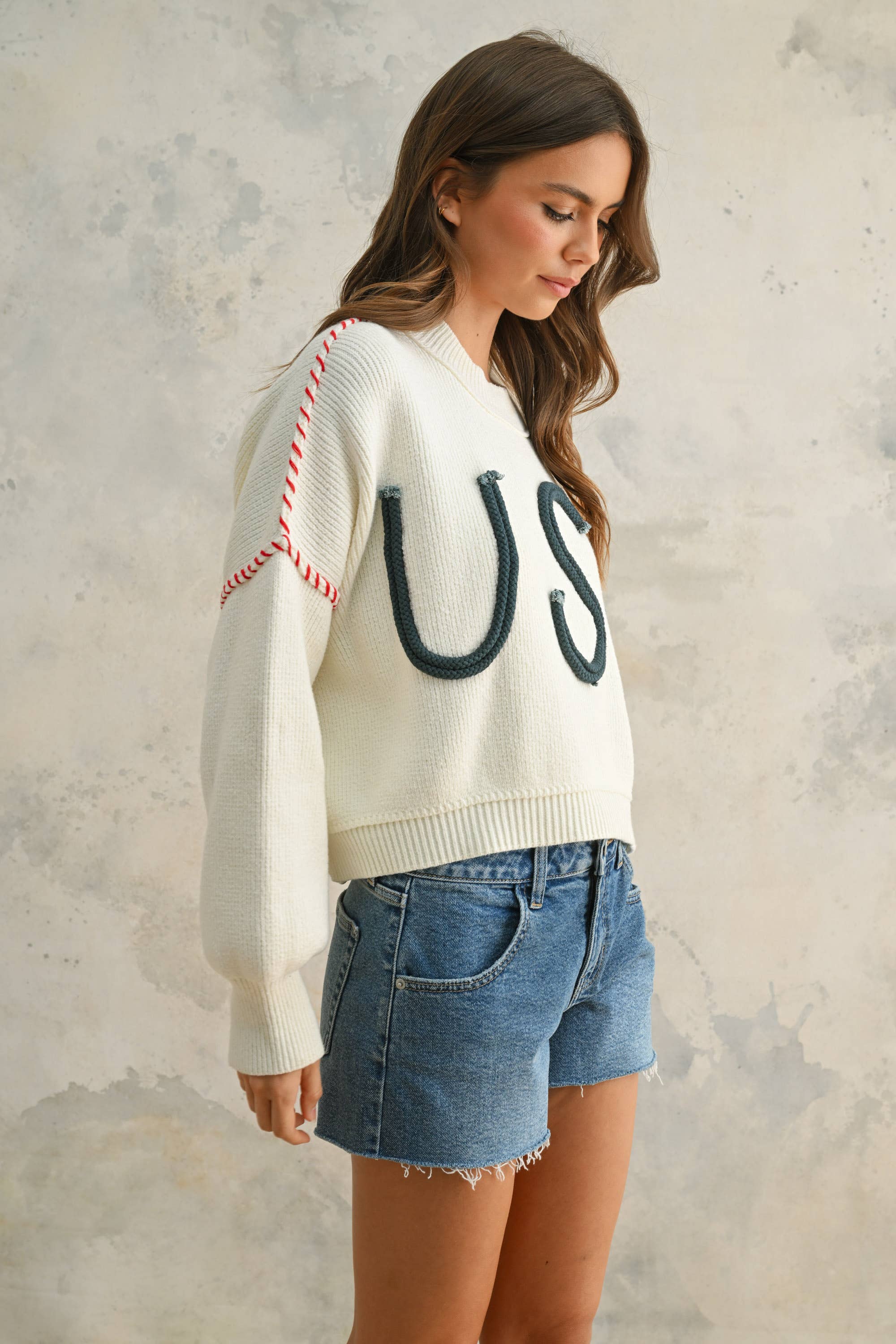 USA Rope Sweater: Off White