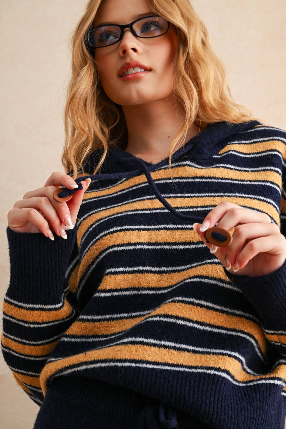 Navy/Butter Hooded Sweater Set: