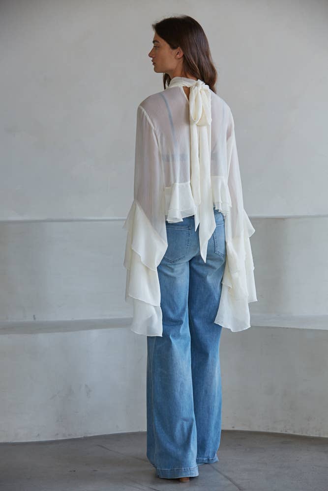 Chiffon See Through Top: Cream
