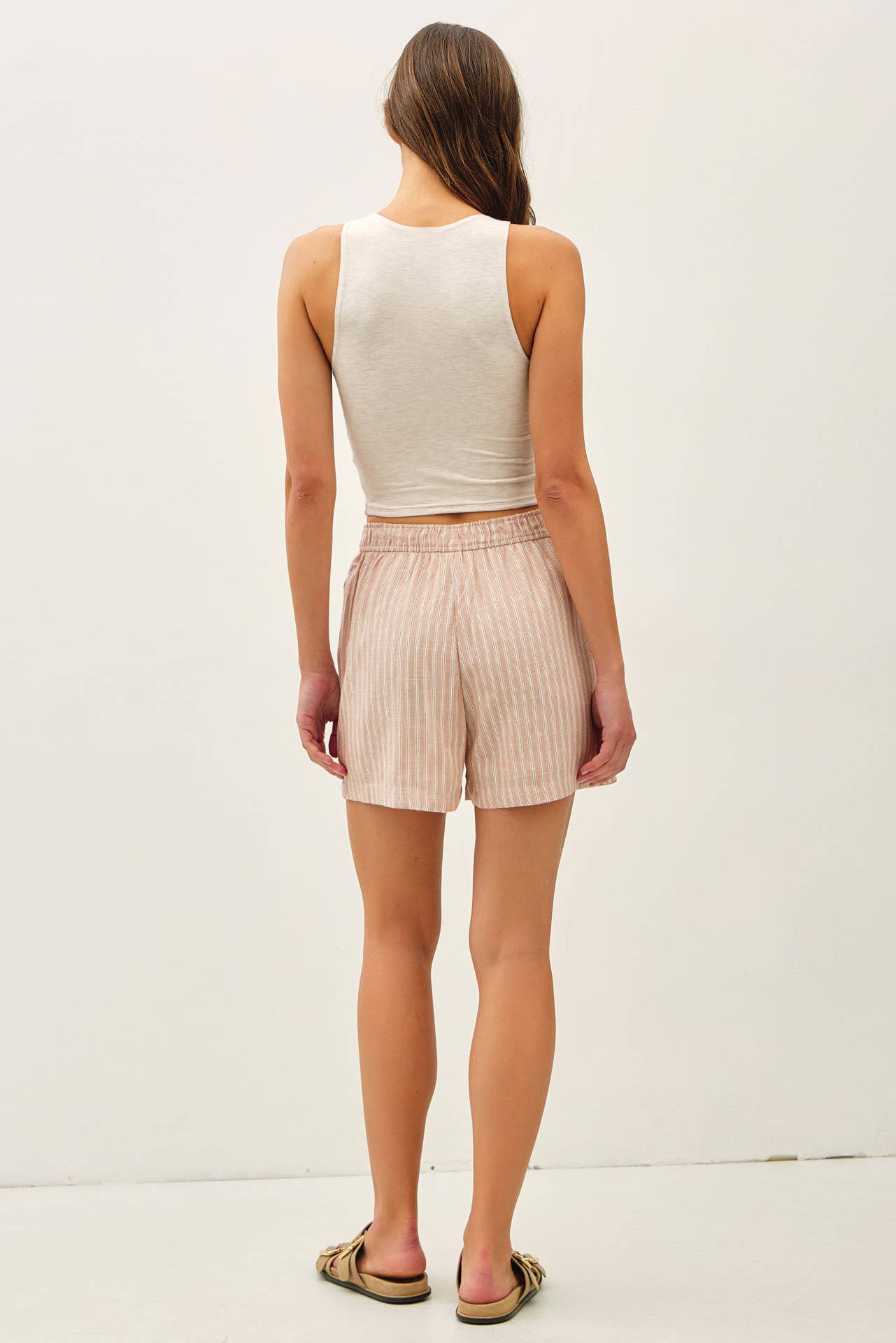 Striped Breezy Shorts: Hazelnut